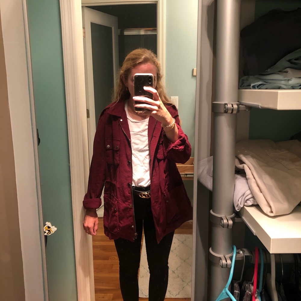Maroon colored light jacket